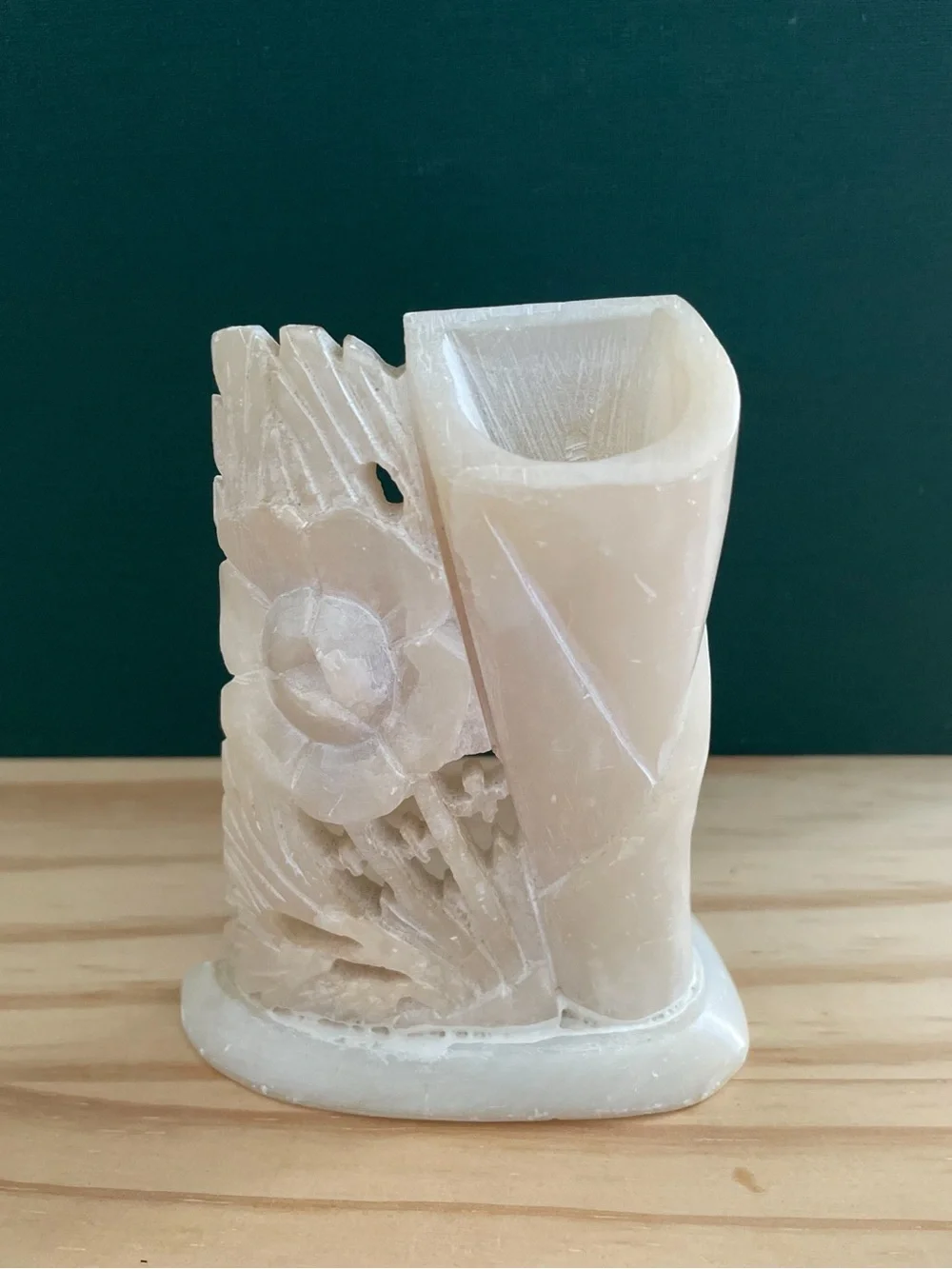 Vintage Chinese Hand-Carved White Soapstone Bud Vases - Mirrored Pair